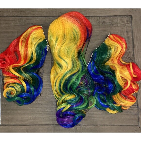 JoneTing Rainbow Wig Curly Multi-Red Synthetic Wigs Hair for Halloween Cosplay main image 4